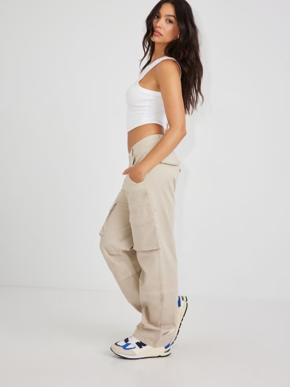 Garage String Beige Cargo Pants Relaxed Utility Wide Leg Size 0 | EUC